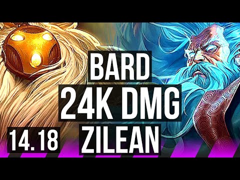 BARD & Jhin vs ZILEAN & Kai'Sa (SUP) | 24k DMG, 5k comeback, 1000+ games | EUW Grandmaster | 14.18