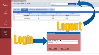 Microsoft Access Code - Login/Logout Function + Known logged in user