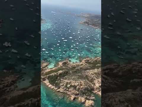 La Maddalena Arcipelago Sardinia island Sardegna Helicopter Flying over
