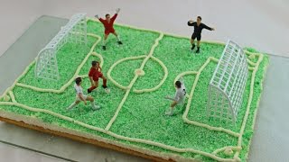 Fußballkuchen | Kokos-Zitronen-Schnitten im Fußballfeld-Look | Sommerkuchen