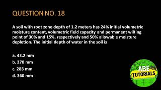 A soil with root zone depth of 1.2 meters has 24% initial volumetric moisture content, volumetric fi