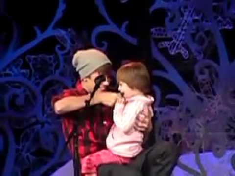Justin Bieber singing with his sister Jazzy on stage (baby/bigger/one time) Home For The Holidays