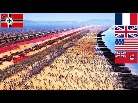 WW2 Allied Forces Omaha Beach Landing Vs German Army Defenses - Ultimate Epic Battle Simulator 2