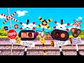 A Railroad Crossing Sharing Half His Food