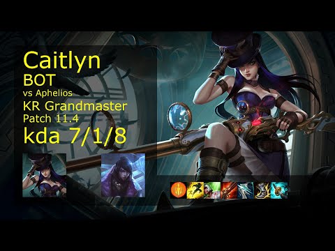 Caitlyn ADC vs Aphelios - KR Grandmaster 7/1/8 Patch 11.4 Gameplay // [롤] 케이틀린 vs 아펠리오스
