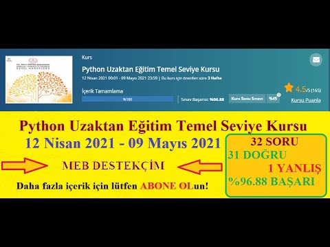 Python Uzaktan Eğitim Temel Seviye Kursu Soru ve Cevapları(12 Nisan - 19 Mayıs 2021)