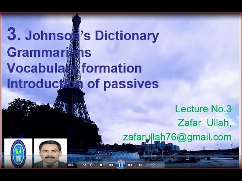 Introduction to Language 3. Code: 0022. Johnson's Dictionary, grammarians,