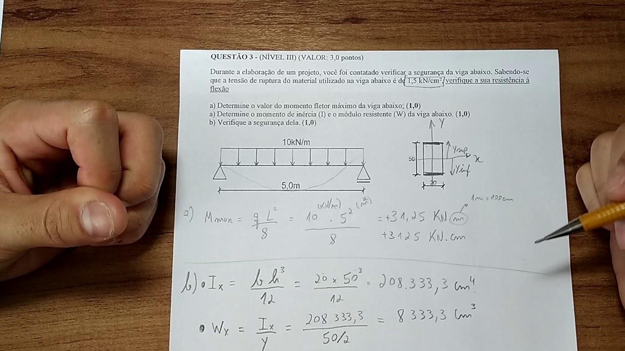 Resmat | Tensão normal em vigas | 1º exemplo