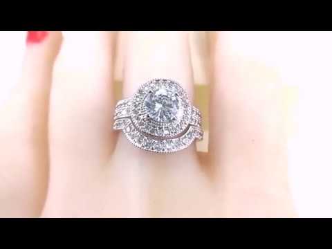 Wedding Rings 925 Sterling Silver Bridal Classic Engagement Band Ring  Set - FREE SHIPPING