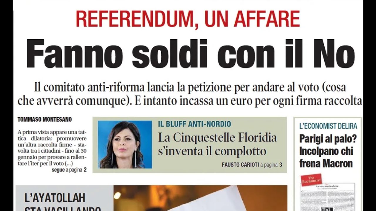 RASSEGNA STAMPA 12 GENNAIO 2026. QUOTIDIANI NAZIONALI ITALIANI  PRIME PAGINE DEI GIORNALI DI OGGI