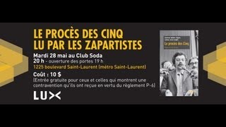 Le Procès des Cinq lu par Les Zapartistes