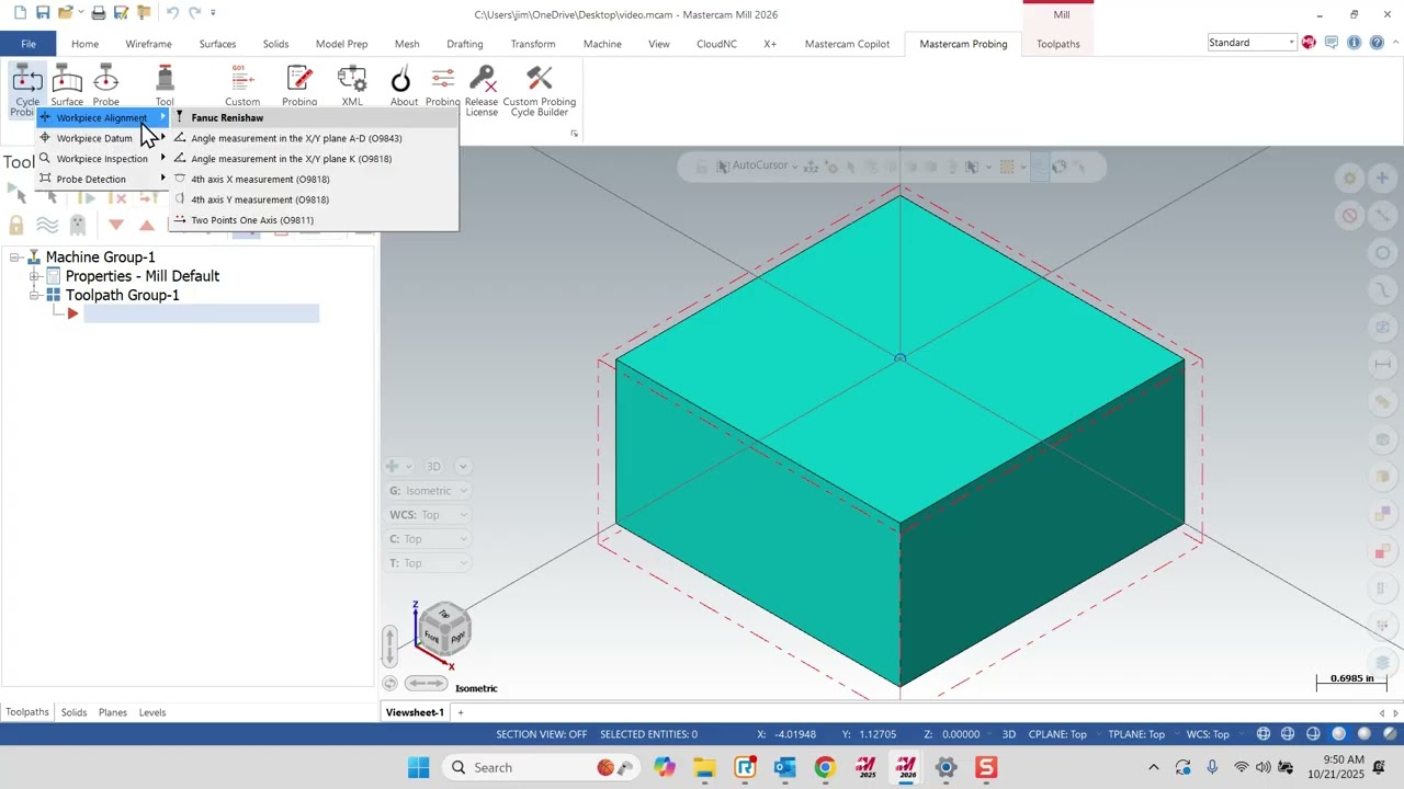 Mastercam Probing install