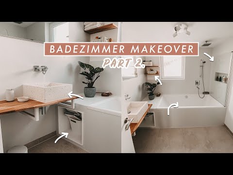 Badezimmer Makeover Part 2. | DIY Terrazzo Waschtisch + Duschwand und Regal bauen | EASY ALEX