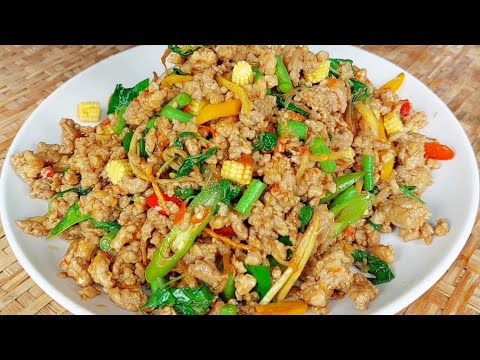 ผัดขี้เมาหมูสับ ผัดแบบถึงเครื่องแน่นๆ เข้มข้นแซ่บจี๊ด เผ็ดสะใจ เมนูกับแกล้มเด็ดๆ เมนูหมู
