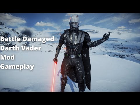 Star Wars Battlefront II - Battle Damaged Darth Vader Mod Gameplay (Broken Mask)