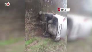 Bolu’da Takla Atan Otomobil Metrelerce Sürüklendi
