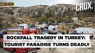 Shocking Scenes as Fairy Chimney Crashes Down in Cappadocia, Visitors 'Trapped U