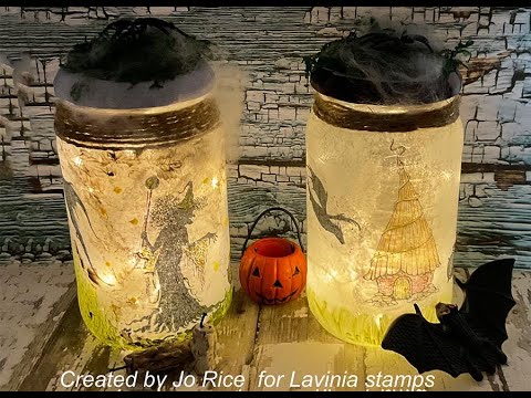Light Up Halloween Jars by Jo Rice - A Lavinia Stamps Tutorial