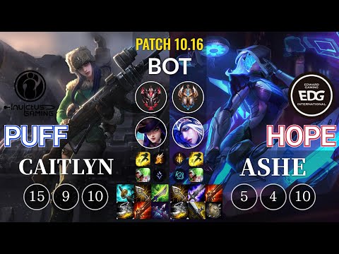 IG Puff Caitlyn vs EDG Hope Ashe Bot - KR Patch 10.16