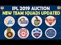 IPL 2019 | New Team Squads Updated | All Teams Players Full List | CSK MI RCB KKR DC SRH KXIP RR