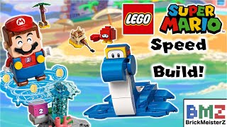 YouTube thumbnail: LEGO Super Mario Dorrie's Beachfront Set SPEED BUILD!