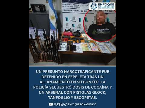 #Ezpeleta | 🚨CAYÓ CON COCAÍNA Y UN IMPRESIONANTE ARSENAL DE ARMAS 🚔🔫