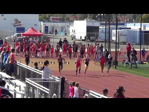 FSG 100m Heat 1 vs Troy 3-14-18 - Los Alamitos Girls
