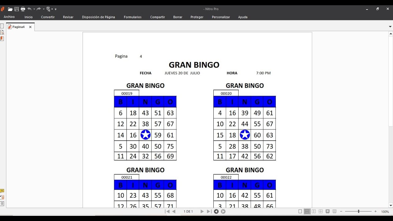 Programa para imprimir tablas de bingo en Excel VBA
