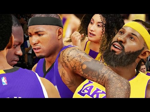 NBA 2k15 MyCAREER Gameplay S2 - DeMarcus Cousins Elbows Bridges in NECK! Fine Laker Girls