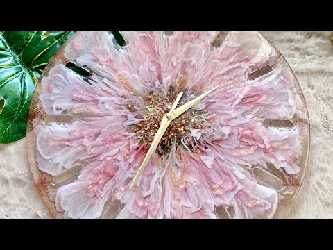 White Gold 3D Flower Resin Tray and Clock