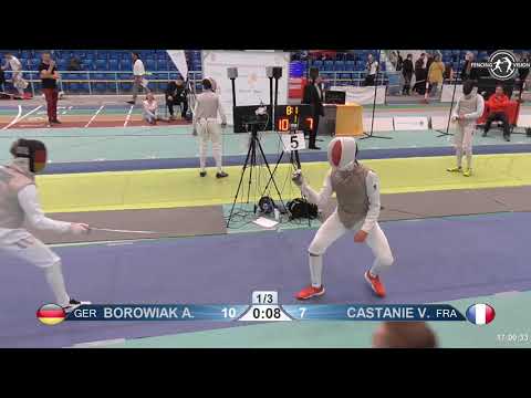 2018 1234 T16 04 M F Individual Halle GER European Cadet Circuit BLUE BOROWIAK GER vs CASTANIE FRA