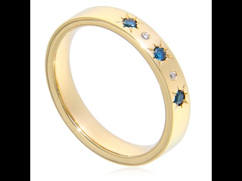  Verigheta Aur 14k Diamante Albe si Albastre Naturale - Design Reversibil cu Doua Fete