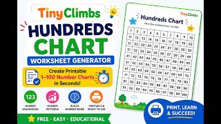 Free Hundreds Chart Worksheet Generator | Create Printable 1–100 Number Charts | TinyClimbs