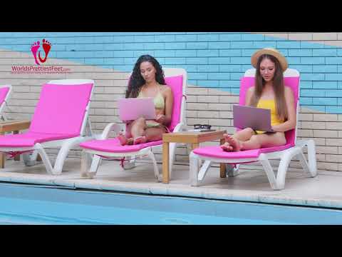 Sydnee and Lillia Poolside with Pretty Feet