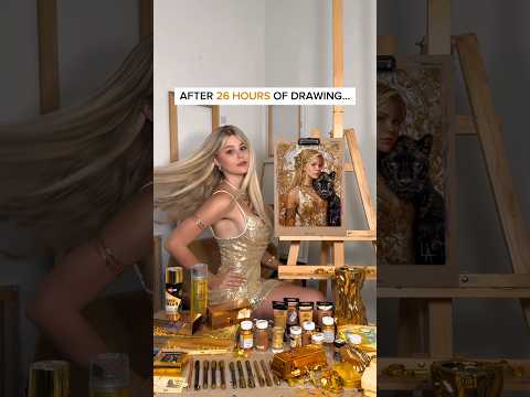 DRAWING, BUT I CAN USE ONLY GOLD👑 BECAUSE IT’S MY BIRTHDAY🎂 #artchallenge #birthday #shorts #art