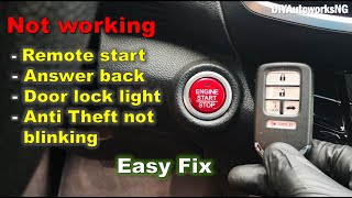 Honda REMOTE START NOT WORKING / Car LOCKS but LIGHTS DON