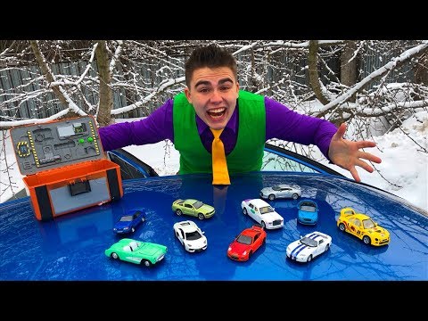 Mr. Joe on Opel Vectra OPC found Treasure & Spider VS Red Man lost Toy Cars in Chest for Kids