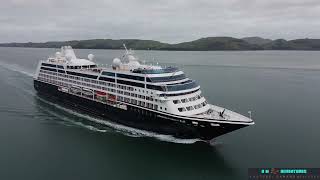 Azamara Pursuit, on her  maiden voyage into Port Chalmers, Dunedin.