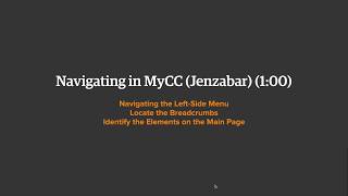 Navigating in MyCC