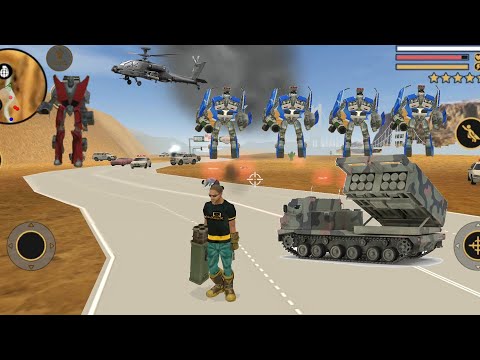 Vegas Crime Simulator (Vegas Hero Fight Red Car Robot) Vegas Hero with Rocket Launcher on Road - HD