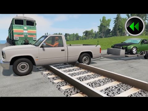 Reverse Cars vs Rails #3 - BeamNG.Drive - cars vs rails
