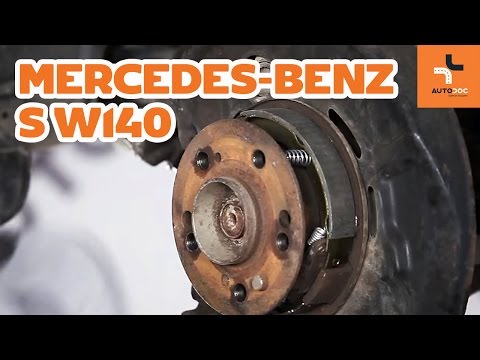 How to replace handbrake shoes parking Mercedes-Benz S W140 TUTORIAL | AUTODOC