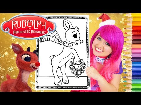 Coloring Rudolph The Red-Nosed Reindeer Coloring Page Prismacolor Pencils | KiMMi THE CLOWN Video