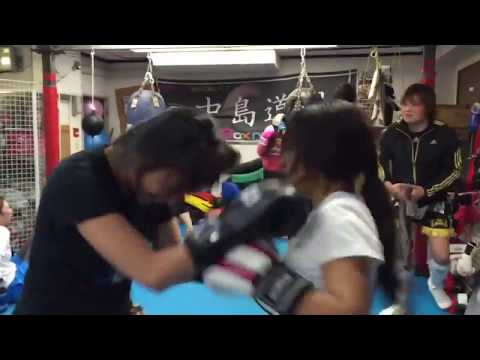 女子ボクシング エクササイズ  スパーリング練習 高校生 【厚木】中島道場