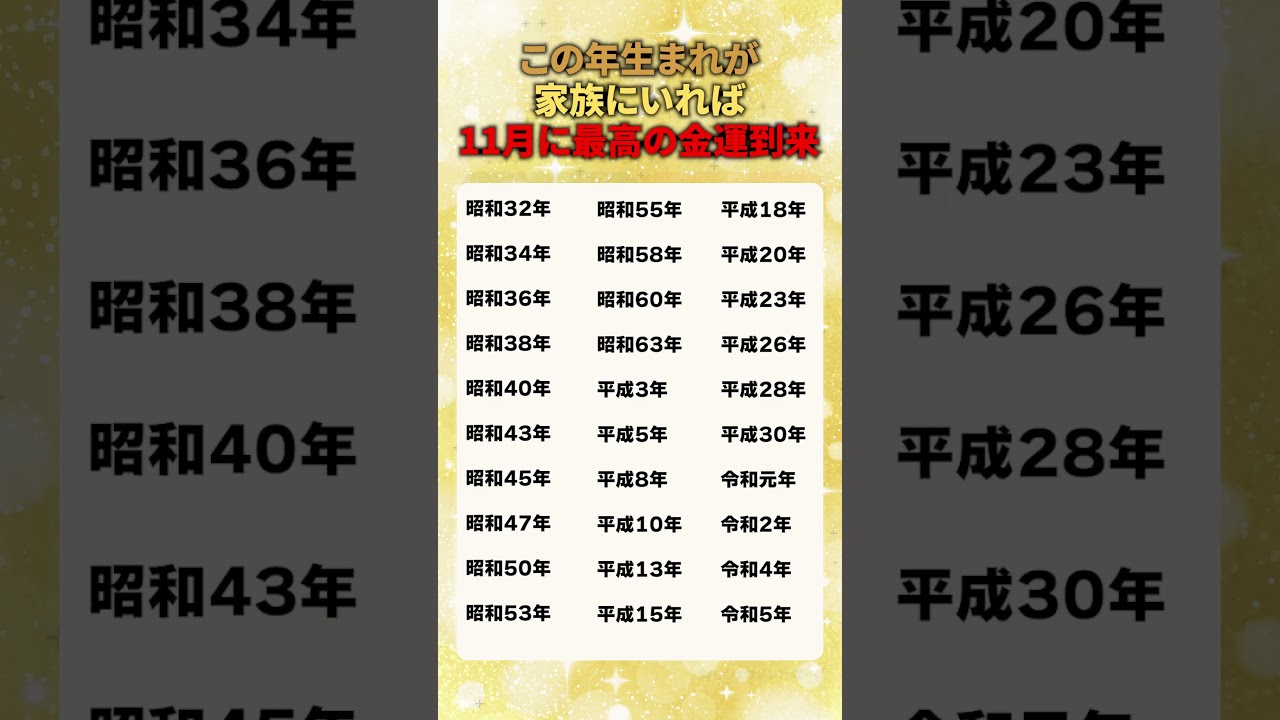 この年生まれが家族にいれば11月に最高の金運到来 #占い #スピリチュアル #金運