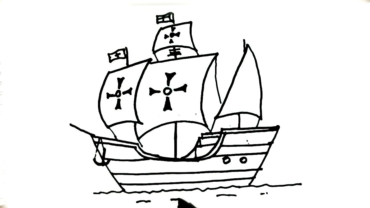 How to draw La Santa María,Ship of Christopher Columbus- in easy steps for beginners