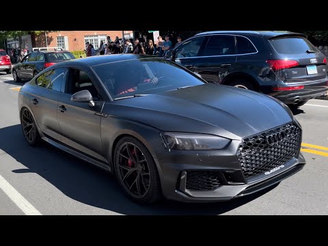 Matte Black 2019 Audi RS5 Crazy Loud Exhaust Sound Mild Burbles.
