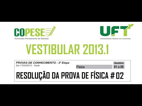 Resolução da prova de FÍSICA – UFT – 2013/1 – Questão:02.