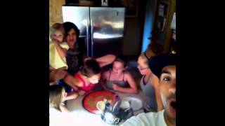 Hannah blows out her candles!