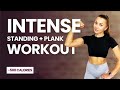 45 Min HIIT At Home Standing Workout Calorie Killer Plank Challenge